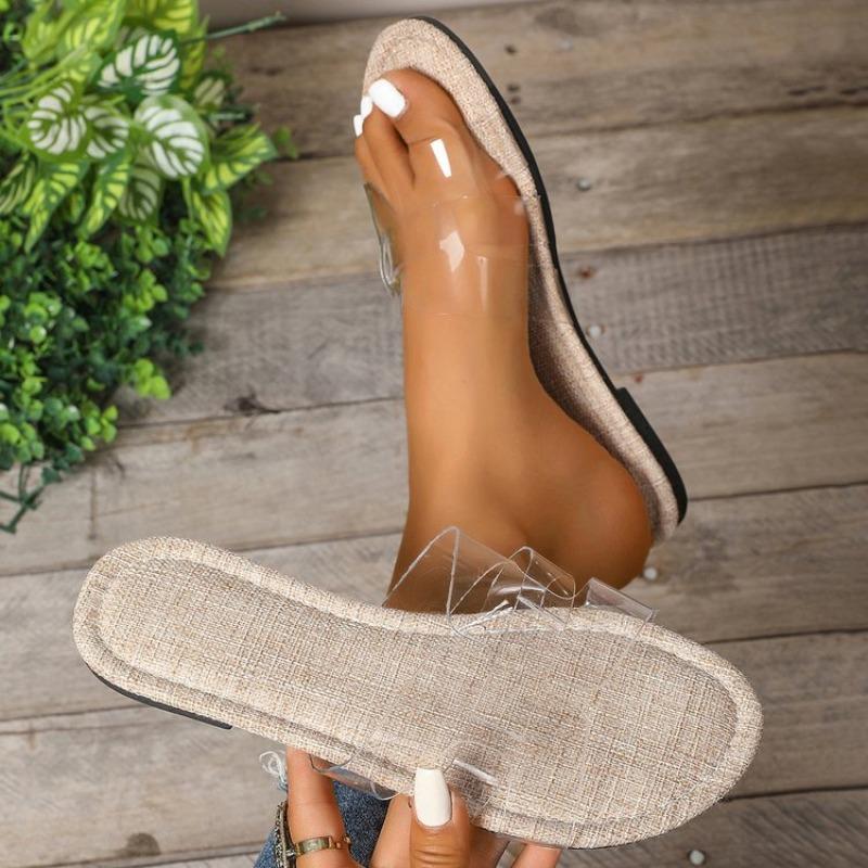 Fashion Summer Simple Transparent Sandals Comfort Female Shoes Solid Flats Footwear Ladies Flat Bottom