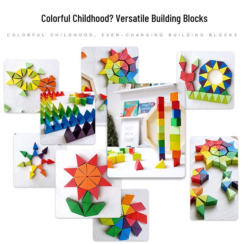 Rainbow Geometric Shape Blocks Puzzle for Early Learning