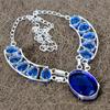 Blue Topaz Gemstone Handmade 925 Sterling Silver Jewelry Necklace 18" KKG-433