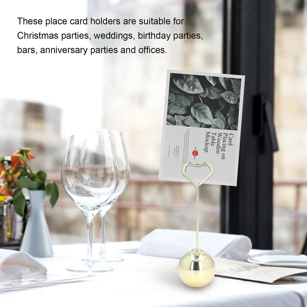 2Pcs Table Number Holder Heart Shaped Firm Stable Premium Metal Sturdy   Wide Application Place Card Holder