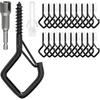 20 PCS Screw Hooks with Safety Buckle, Heavy Duty Ceiling Hooks for Hanging Outdoor String Lights, Plants, Wind Chimes, 2.36 Inches, Black