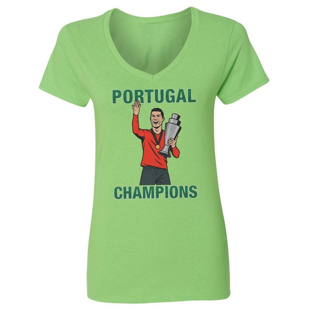 

Portugal Soccer Champions Europe Nations Ronaldo Fans Ladies V-Neck Tshirt Unisex T-Shirt XXL