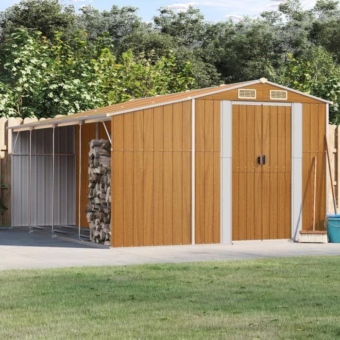 VidaXL Abri de Jardin, Cabane à Outils avec Poignées, Remise à Outils avec Toit Inclinable, Abri de Rangement, Marron Clair 3188300