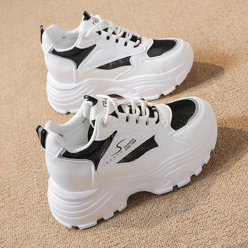 Daddy Shoes Women's Mesh Inner Height Increase White Shoes Women's Casual Versatile Sports Shoes