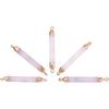 LiQunSweet 5 Pcs Natural Rose Quartz Crystal Stone Charm Connector Gemstones Links with Iron Findings Column Golden Bulk for Jewelry Making DIY
