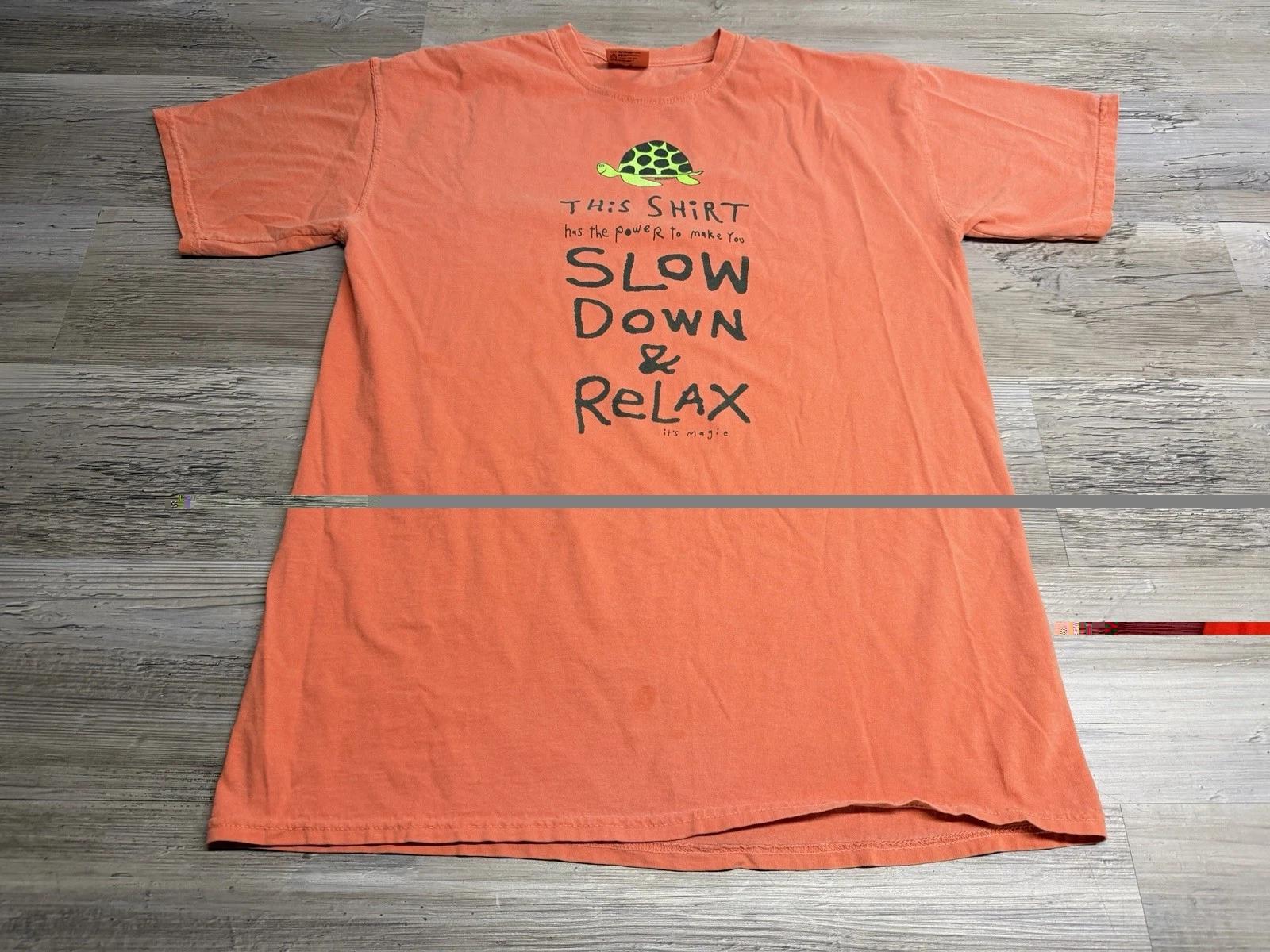 

Vintage Siesta Key T-Shirt Funny Cute Turtle Slow Down Relax Beach Bum Tee Sz M M