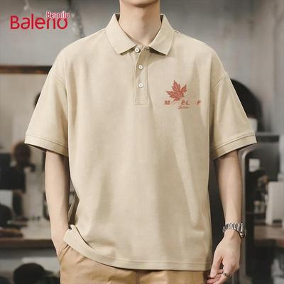 Baleno Men's Mercerized Polo Shirt with BNL Broken Maple Print