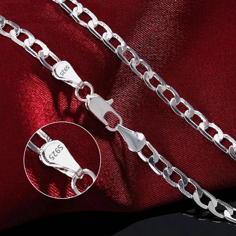 Men's 925 Sterling Silver Necklace 2/4/6/8/10/12MM 40-75cm Chain Lobster Clasp Man And Women Engagement Jewelry