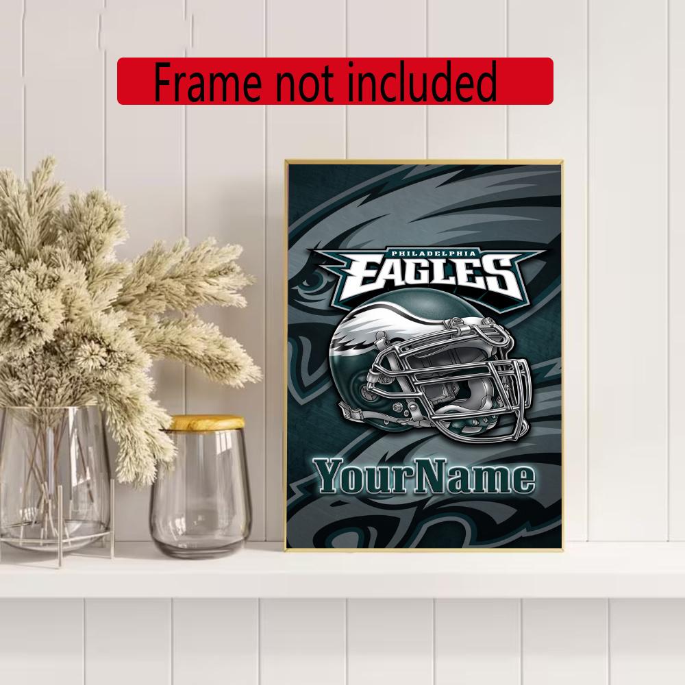 Philadelphia Eagles Personalized Text Diamond Painting Round Diamond Mosaic Rhinestones Diamond Embroidery Craft Kit Wall Decor Without Frame