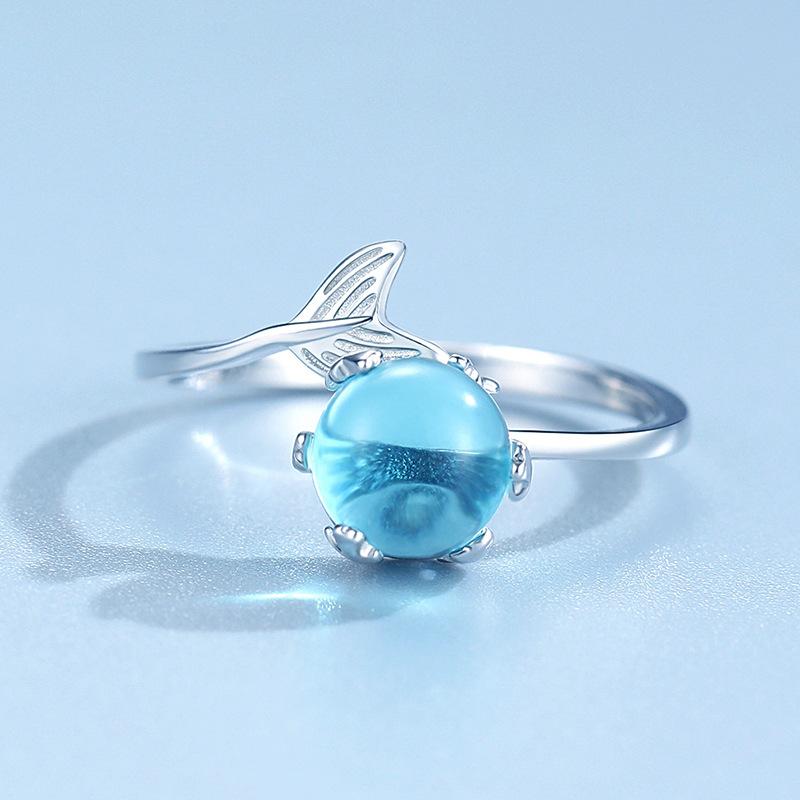 Mermaid Foam Ring Women Fashion Tail Adjustable Opening Ring Mermaid Tail Jewelry 2026 Resizable серебряный