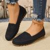Womens Flat Loafer Slip-On Shoes With Embroidery Breathable PU Upper Comfortable Rubber Sole Casual