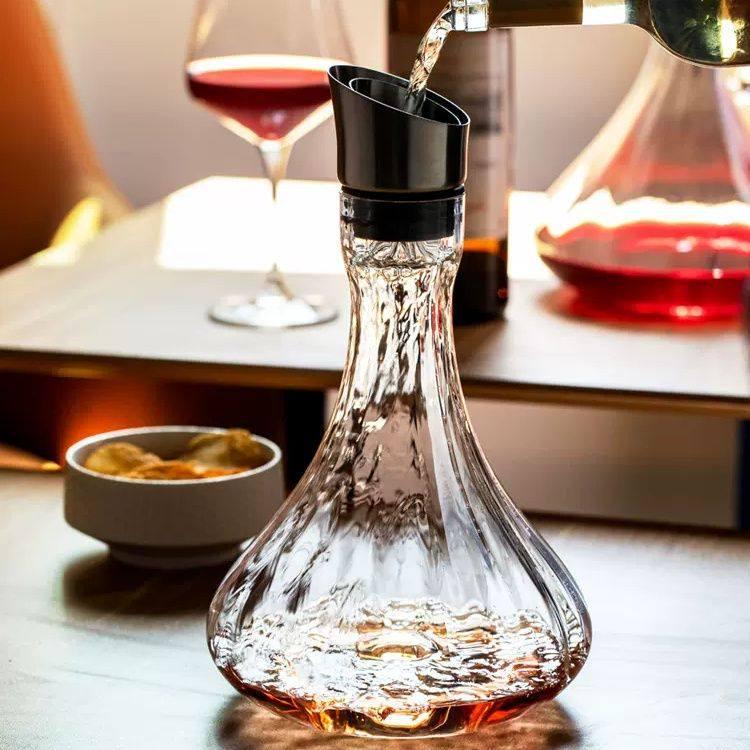 Premium Quick-Use Crystal Glass Wine Decanter with Lid