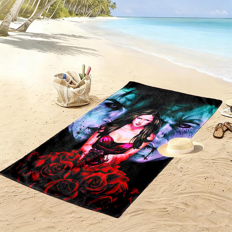 Mondlicht-Geheimnis: Vampire Tales Strandtuch Strandtuch für Urlaubsfotos Outdoor Camping Schwimmen Saugfähiges Badetuch Outdoor Pooltuch