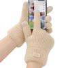 Knitted Gloves Autumn and Winter Double-layer Velvet Thickened Warm Women's Gloves Cold Resistant Touchscreen Gloves