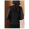 Herbst und Winter Neu Französisch Retro Chiffon Taille Stehkragen Mode Pullover Lässig Temperament Unterteil Top für Damen