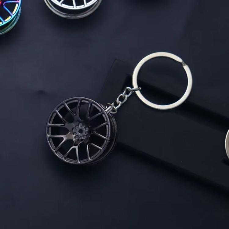 Metal Keychain Modified Car Wheel Hub Circular Shape Wheel Key Chain Auto Decoration Key Ring Pendant Car Styling Accessories