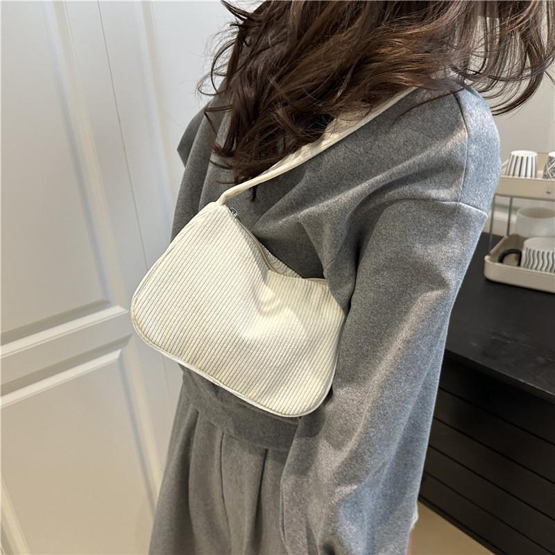 Minimalist Lightweight Square Shoulder Bags for Women Vintage Ladies Corduroy Underarm Bag Solid Color Female Handbag Purse