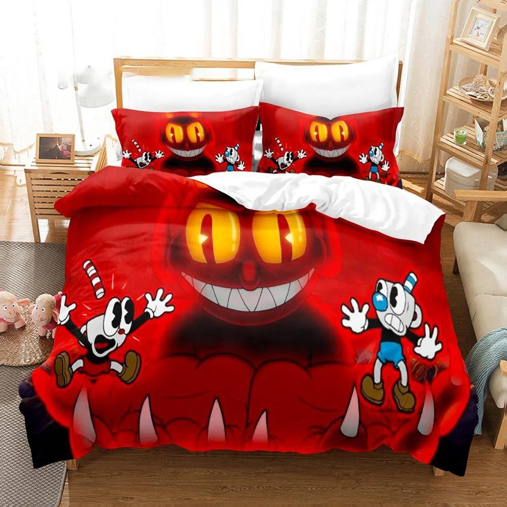 Cartoon Cuphead Show Bettwäsche Set Jungen Mädchen Twin Queen Size Bettbezug Kissenbezug Bett Kinder Erwachsene Mode Home Textileextile