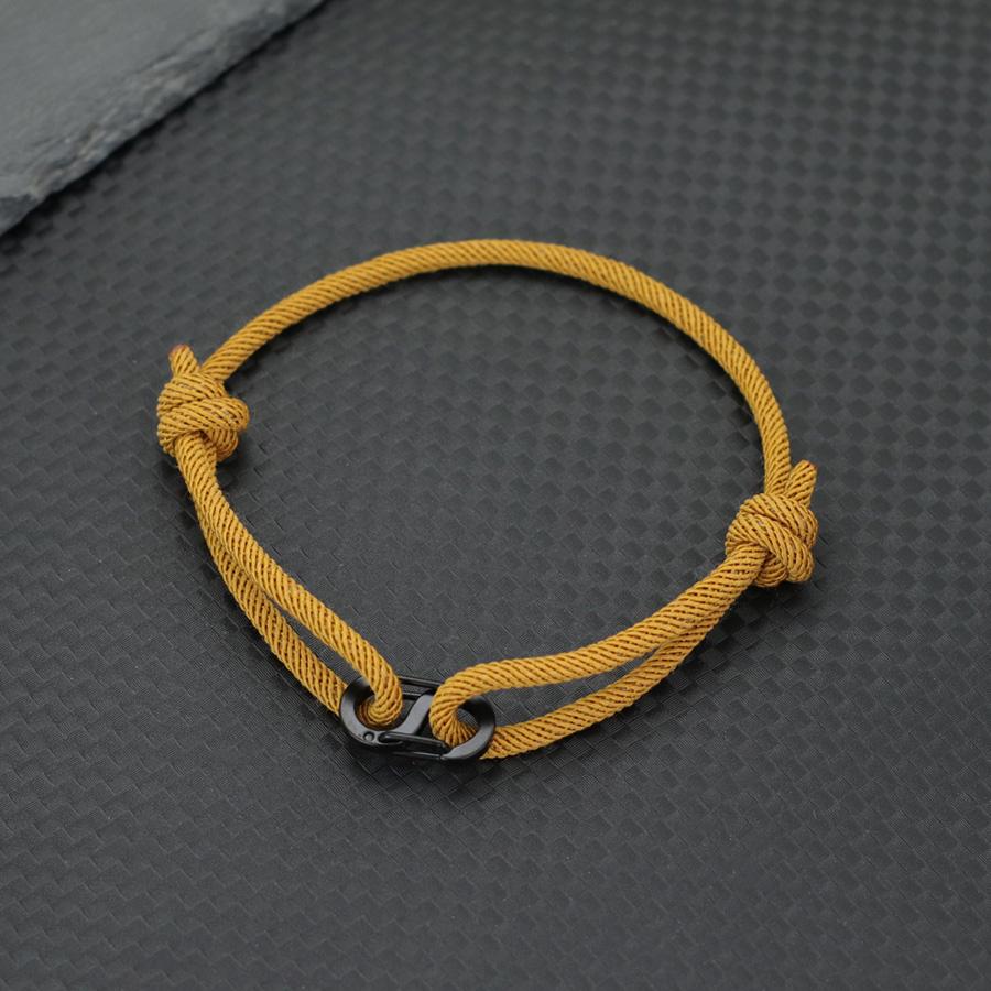 

Simple Style 3mm Rope Bracelet Men Women 6 Colors Stainless Steel Clasp Leisure Versatile Accessories Adjustable Cord Braslet темно-желтого