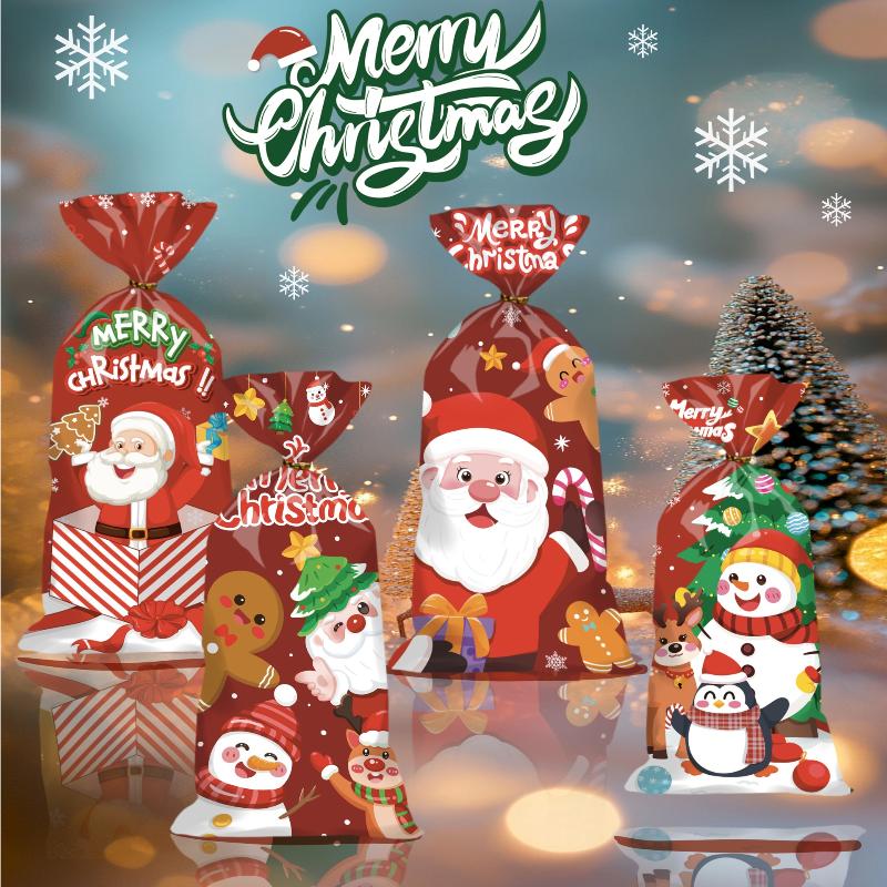 50 ks Vánoční sáčky na cukroví Vánoční dekorace Dárková taška Santa Claus Navidad Vánoční dárkové tašky Vánoční sáček na balení sušenek
