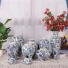 Trendy Blue & White Porcelain Vase: Chinese Style Hydroponic Floral Art Decor for Living Room
