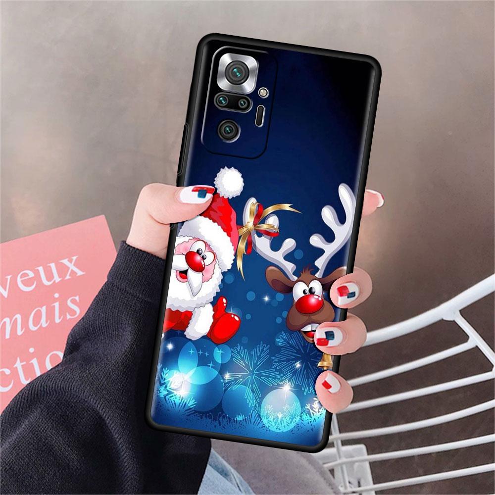 Funda For Xiaomi Redmi Note 10 9 11 Pro Soft Phone Case 10S 9S K40 8 9A 9C 9T 7 10C 8T Silicone Cover Merry Christmas Snow Shell