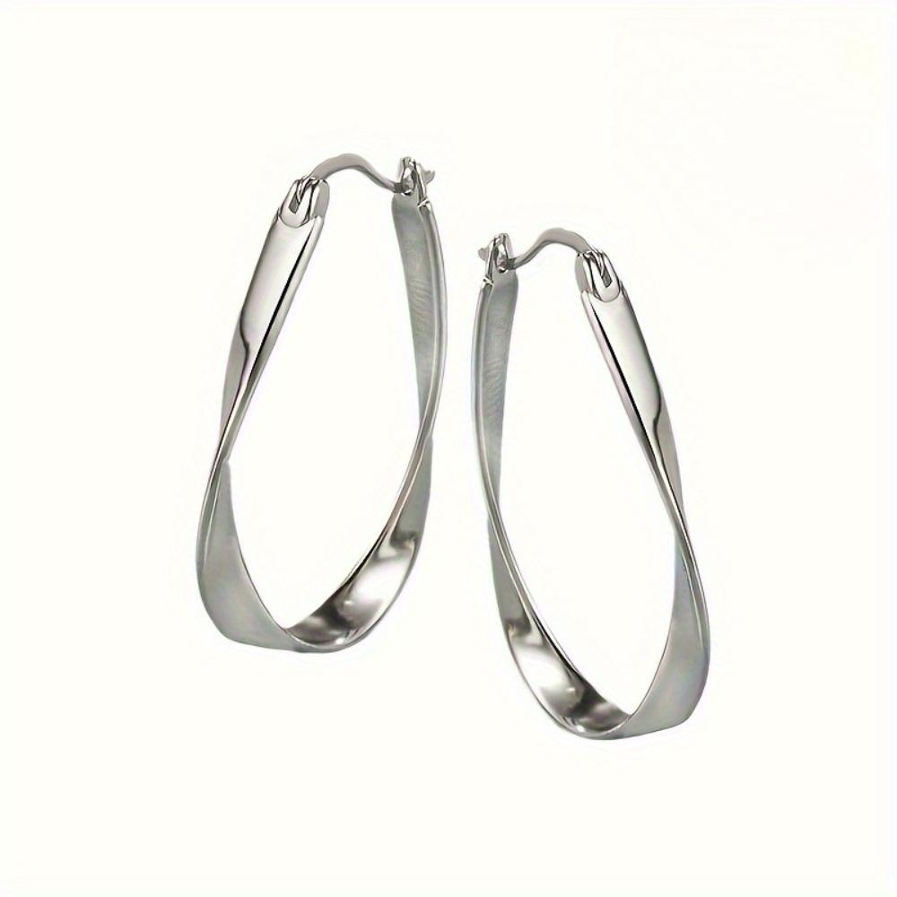 Silver Mobius Loop Earrings with Elegant Retro Style Suitable for Women's Daily Party Earrings