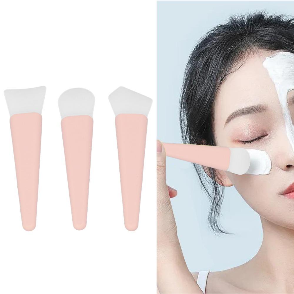 3pcs Easy To Clean Silicone Brush Applicator Kit Soft Silicone Reusable Makeup Brush Travel Use