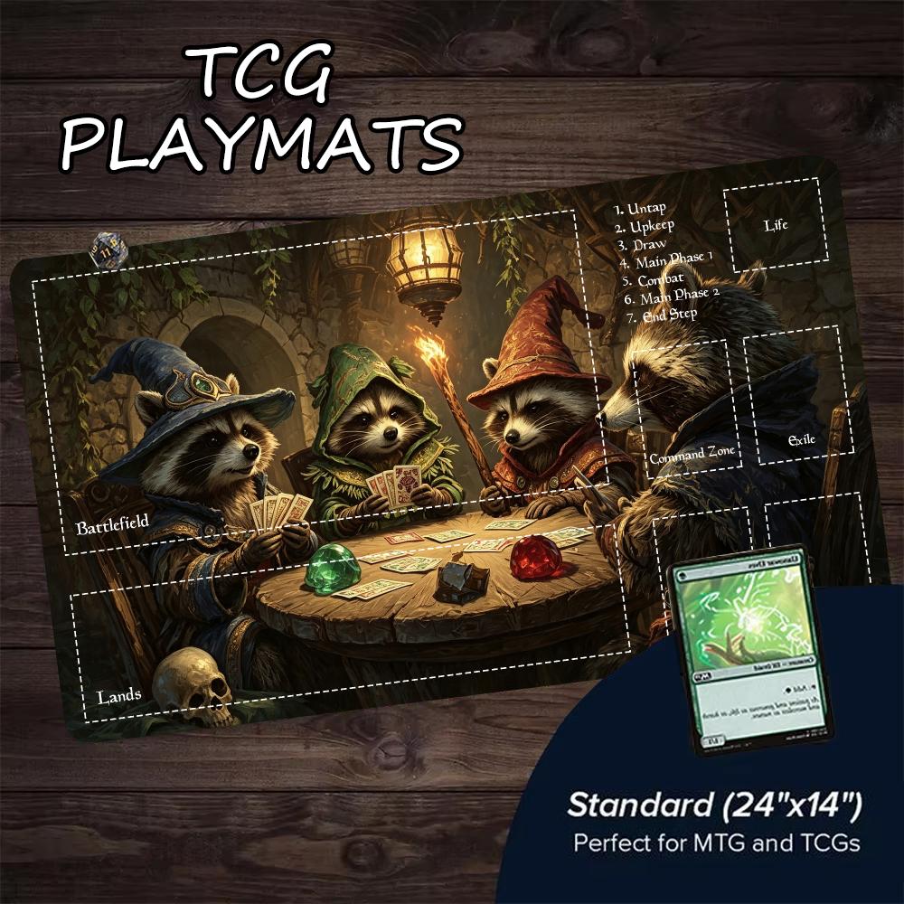 Raccoon Magic Mouse Pad The Magic Gathering Playmat 24"X14" MTG TCG Office Desk Mat for Work Game PC Laptop Rug Carpet MousePad