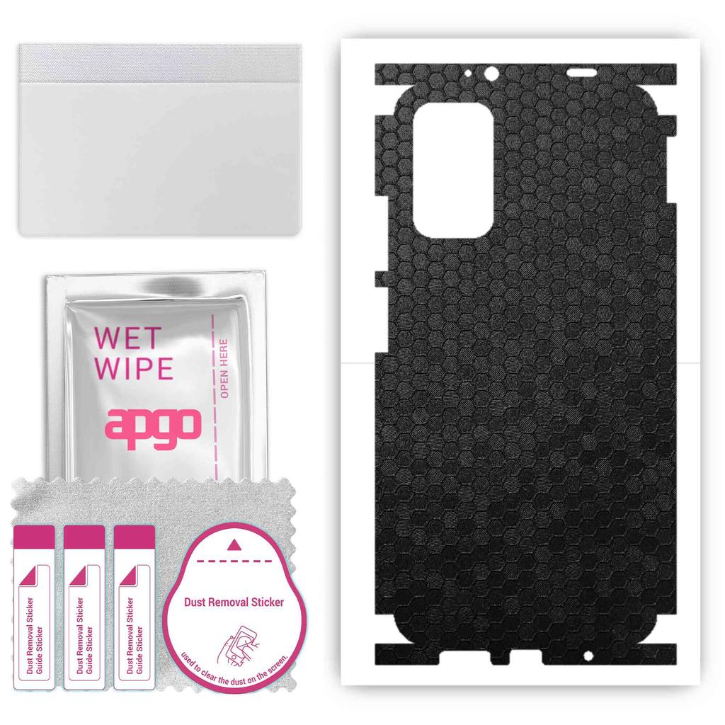 apgo Protective Skin Sticker for the Back+sides Compatible with Xiaomi Redmi 9T, Full Wrap Film, Foil, Vinyl - Pattern Black Honeycomb