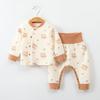 Spring & Autumn Pure Cotton Baby Underwear Set - High Waist Belly Protection Top & Trousers, Tagless for Newborns