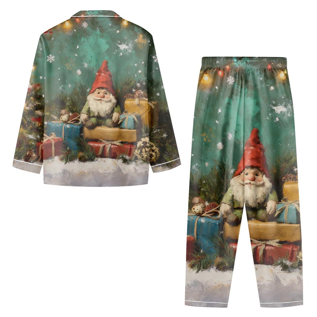 Dámská vánoční potištěná souprava na doma s dlouhým rukávem a dlouhými kalhotami