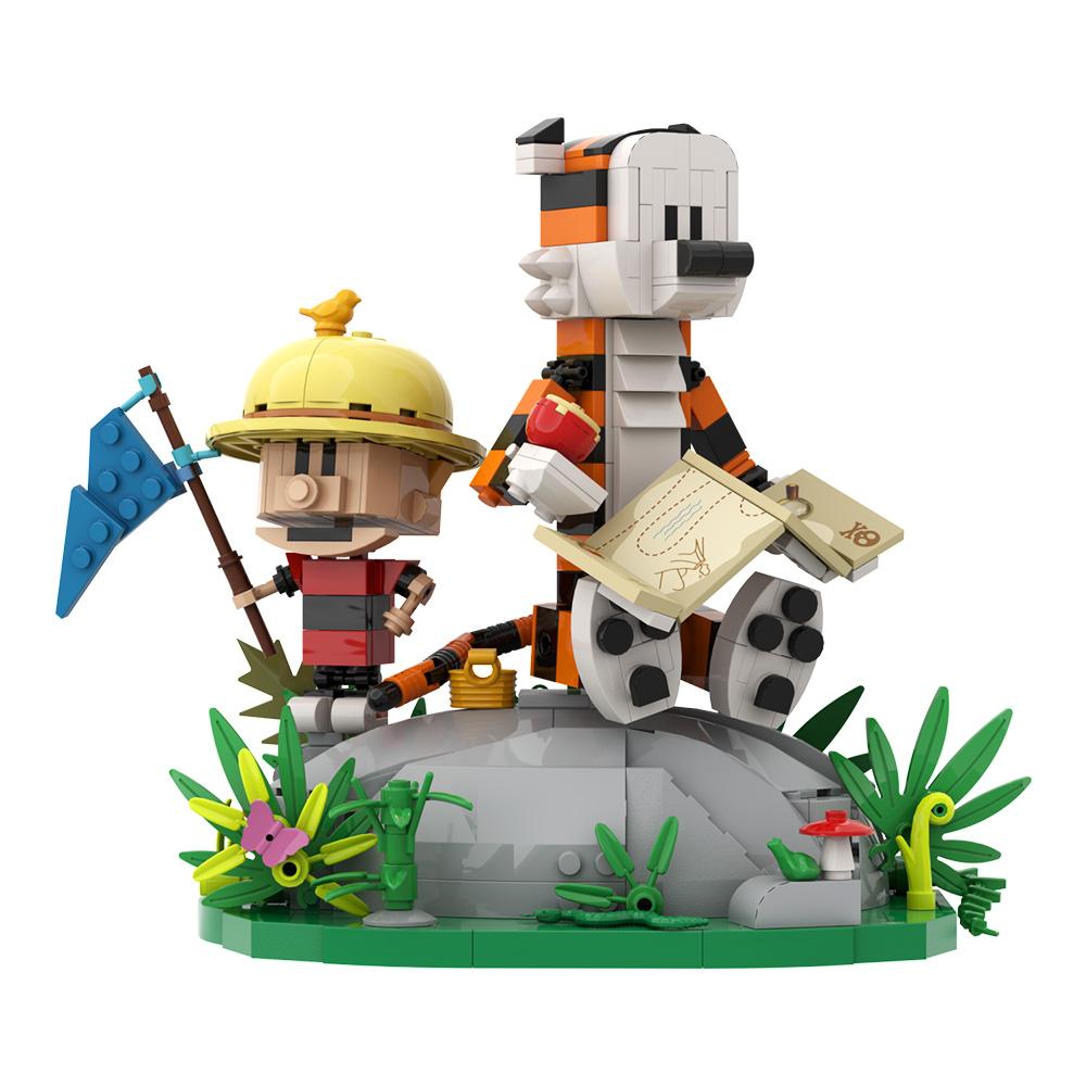 Gobricks MOC Calvined and Hobbes Bricks Model Calvined and Hobbes Cartoon Tiger Building Blocks Toys Gift