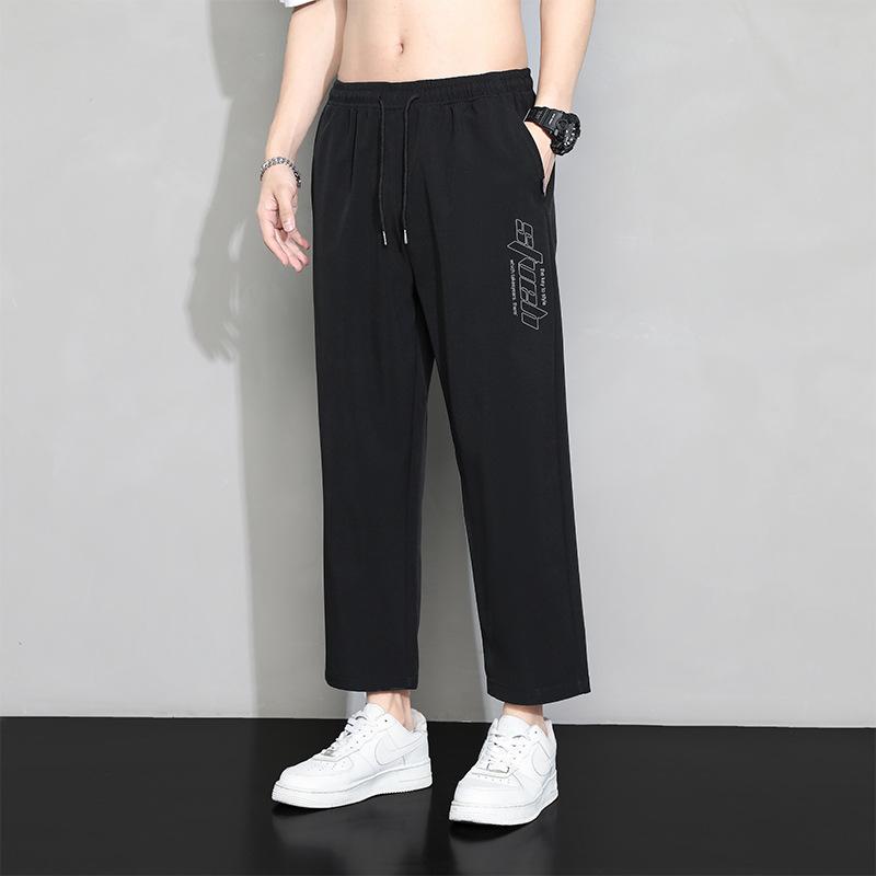 Eisseidenhose für den Sommer, dünne Herrenhose, lockere gerade Hose, weites Bein, 9 Zoll große Anzughose, Freizeithose