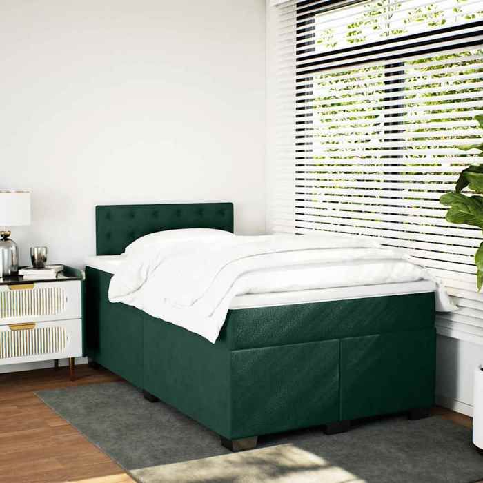 Maison Exclusive - Sommier à lattes de lit et matelas Vert foncé 120x200cm Velours