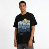 Outdoor Camping Mountain Sunrise Print Casual T-Shirt Pure Cotton T-shirt