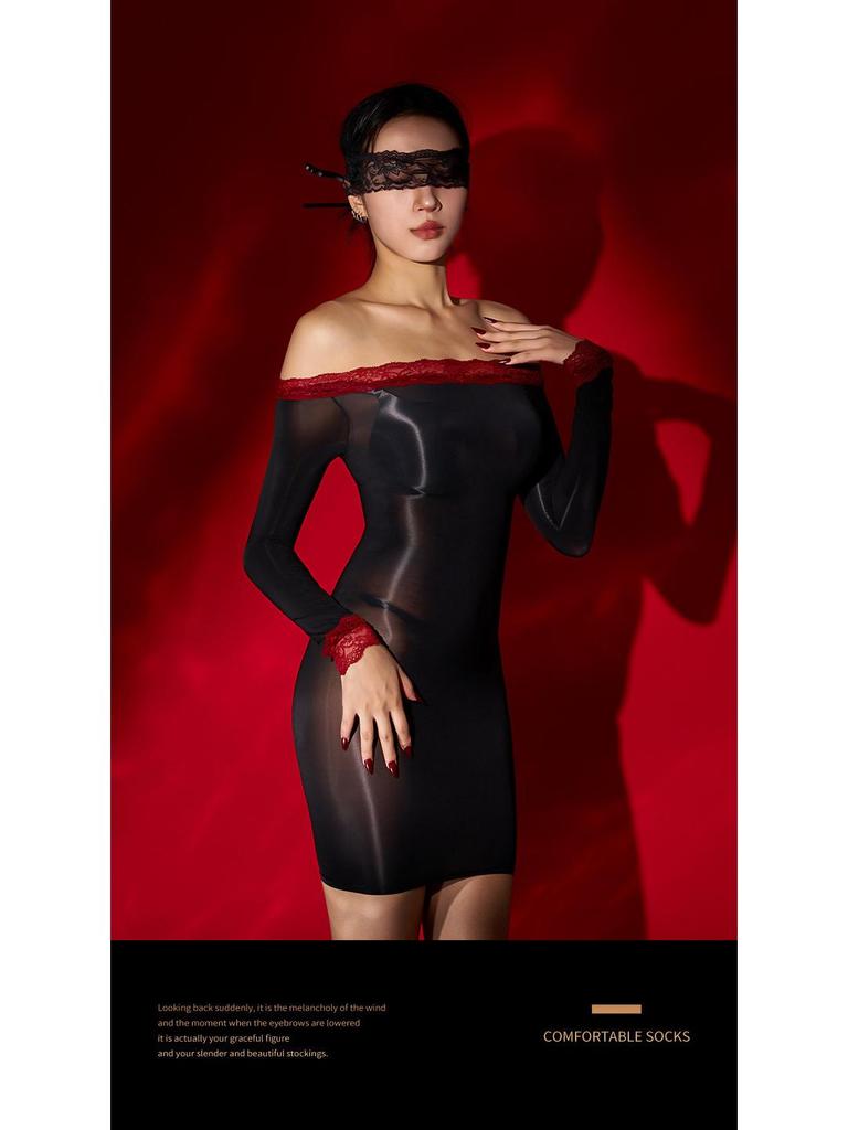 2024 Sexy Lingerie Set Bez Svlékání: Lesklá sukně na boky velkých rozměrů a lákavé pyžamo-uniforma