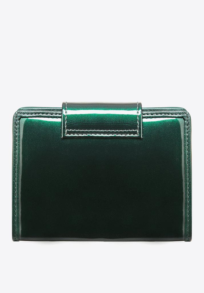 Wittchen Women's Patent Leather Wallet With Decorative Snap, Dark Green, Dark Green Patent Leather