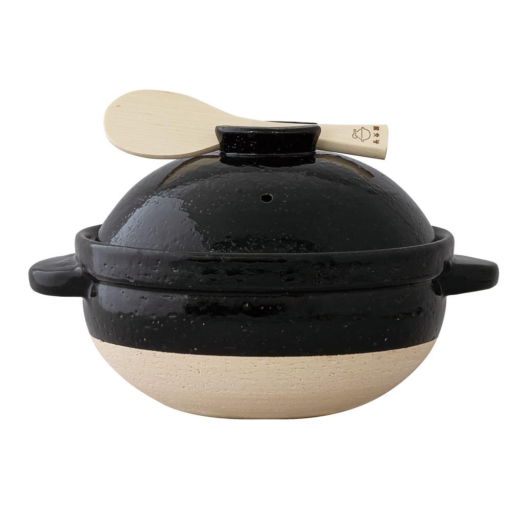 Nagatani Seitou Nagatani Earthen pot for cooking 3 cups of for open fire made in Japan rice scoop and diameter 24 x height 18 heat rice rice birthday