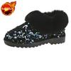 Winter Round Toe Flat Sequins Fleece-lined Woman Shoes Padded Y2k Work Furry Trend 2025 Designer Luxury Hot Snow Boots for Women