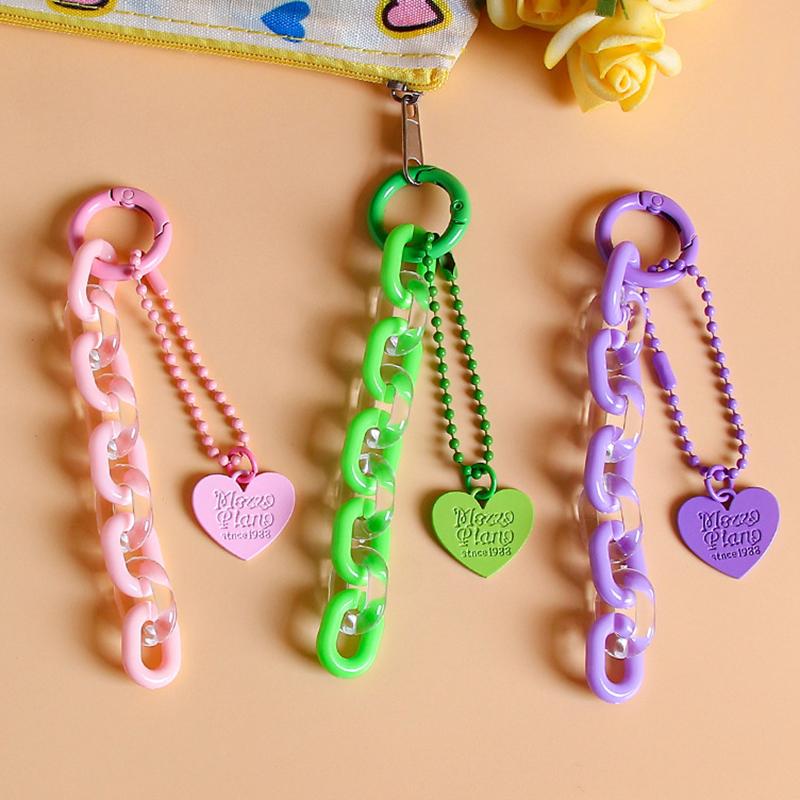 Sweet Cartoon Cute Heart Shaped Keychain Pendant Creative Chain Key Ring  Bag Hanging Decoration Accessories Gifts