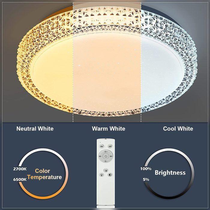 Plafonnier LED - NETTLIFE - Cristal Moderne Ciel Étoilé - 18W - Ø30 cm - Dimmable (télécommande)