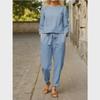 2024 Women's Autumn Solid Color Casual Tops and Pants Sets