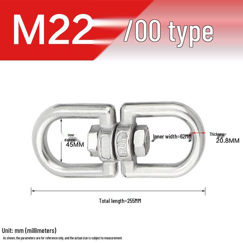 304 Stainless Steel Swivel Chain Shackle for Dog Chains and Connectors (M4, M5, M6, M8).