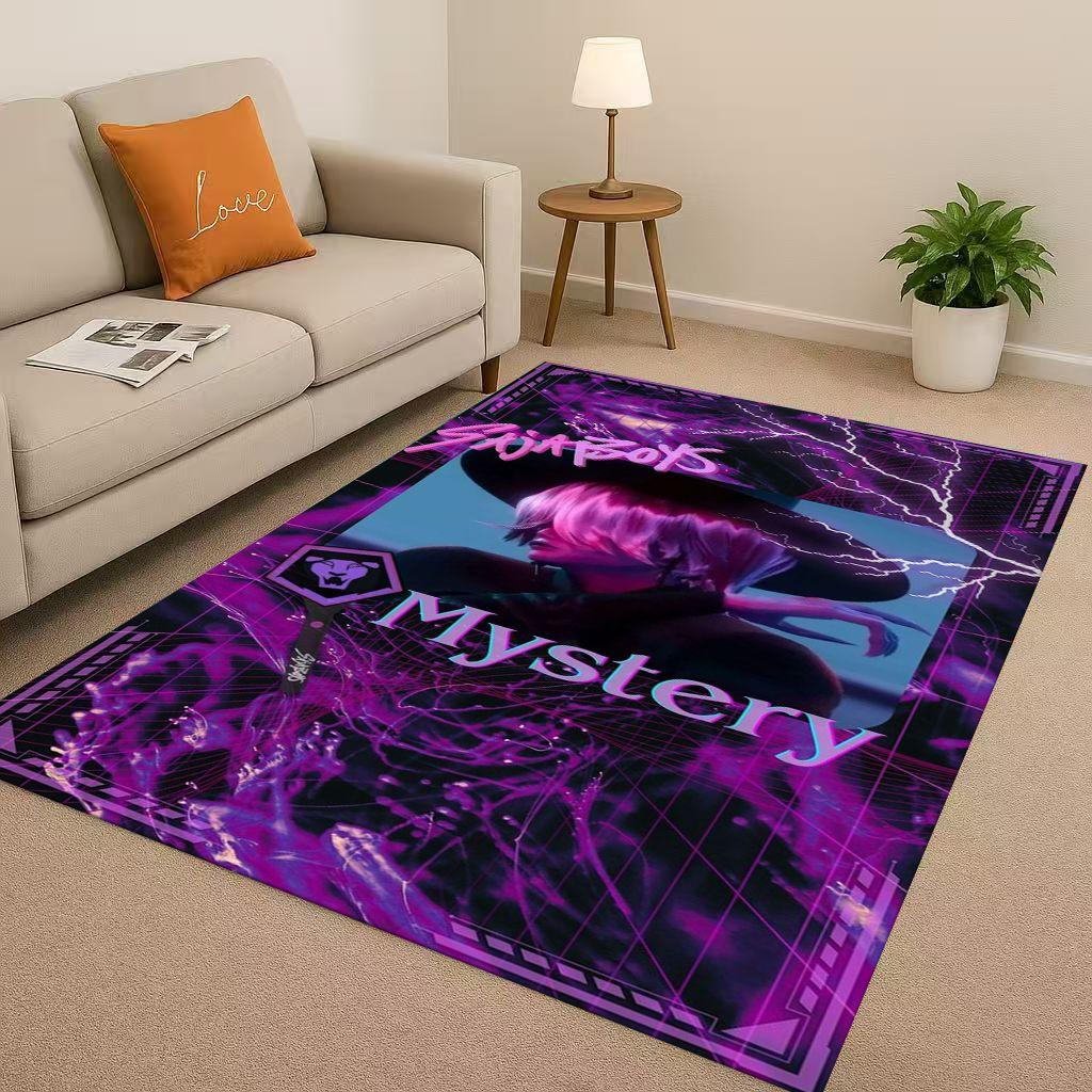 3D Cartoon Kpop Demon Hunters Zoey Rumi Mira Living Room Non-Slip Area Rug Carpet for Bedroom Playroom Sofa,Home Decor Doormat