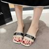 Cool slippers women's summer new flat-bottomed large-size one-word drag fashion belt buckle open-toed slippers