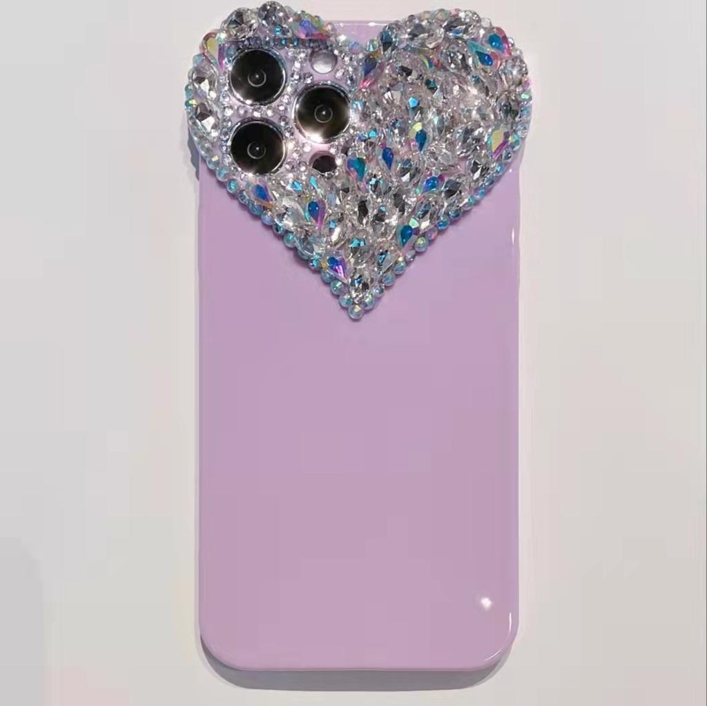 Applicable To Apple 15 Mobile Phone Case Silicone Love Rhinestone IPhone16promax Protective Case 413 Full Inclusive Fashion