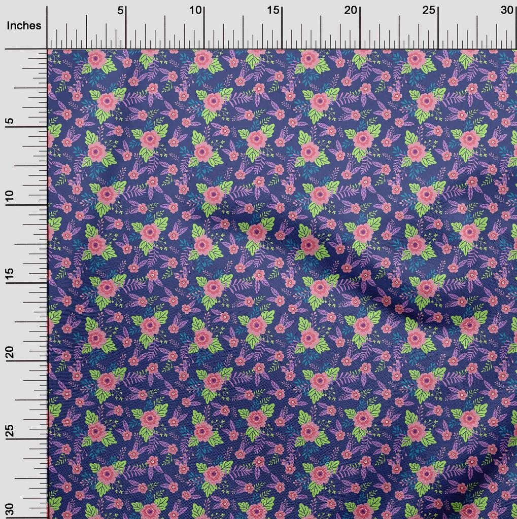 oneOone Cotton Poplin Dark Purple Fabric Kids Floral Quilting Supplies Print Sewing Fabric By The Yard 42 Inch