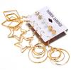 6pcs/set Women Creative Pearl Five-pointed Star Big Circle Earrings Ear Stud Jewelry Accessories