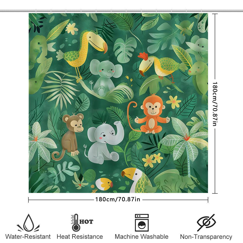 Animal Print Decor Shower Curtain Autumn Harvest Festive Halloween Pumpkin Design Bath Decoration Waterproof Fabric Shower Cover